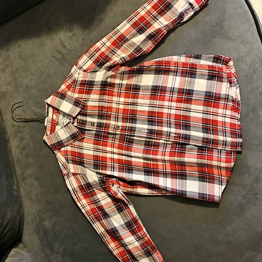 Plaid Kids Shirt - Red, Black, White
